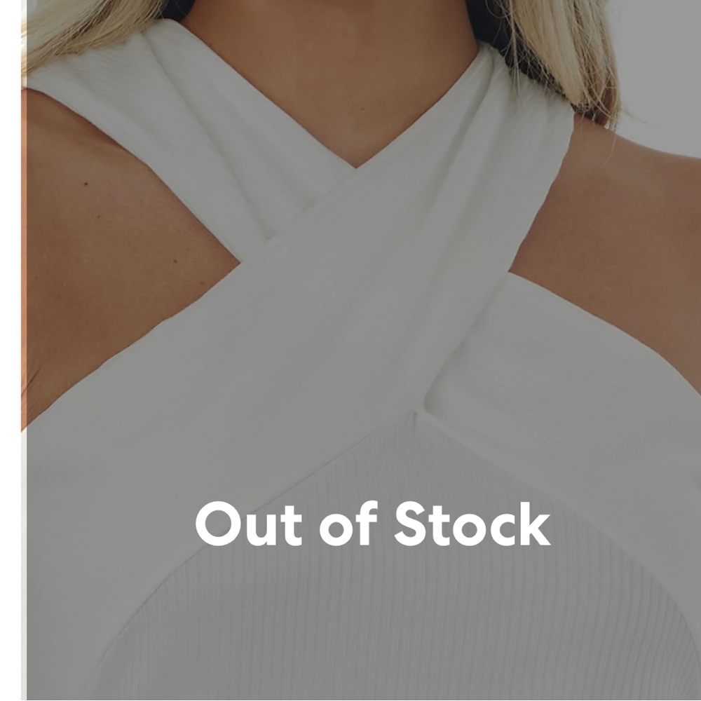 Off White Criss Cross Neck Ribbed Knit Top